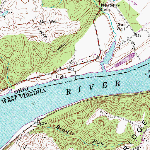 Topographic Map of Curtis Landing, OH