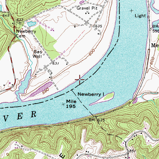 Topographic Map of Oakes Landing, OH
