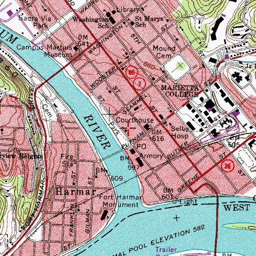 Topographic Map of First Congregational Church, OH