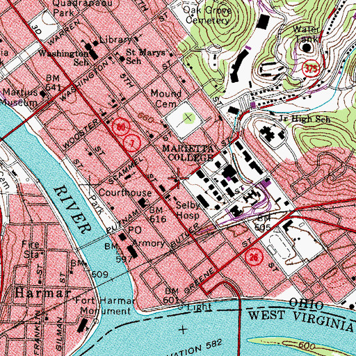 Topographic Map of First Baptist Church, OH