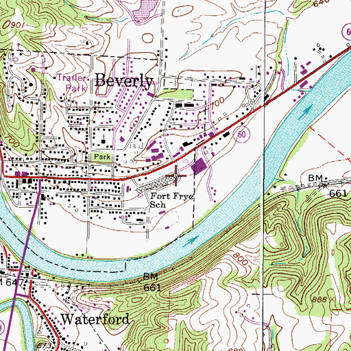 Topographic Map of Beverly Elementary School, OH