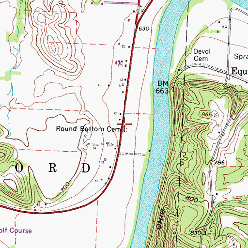Topographic Map of Round Bottom Church (historical), OH