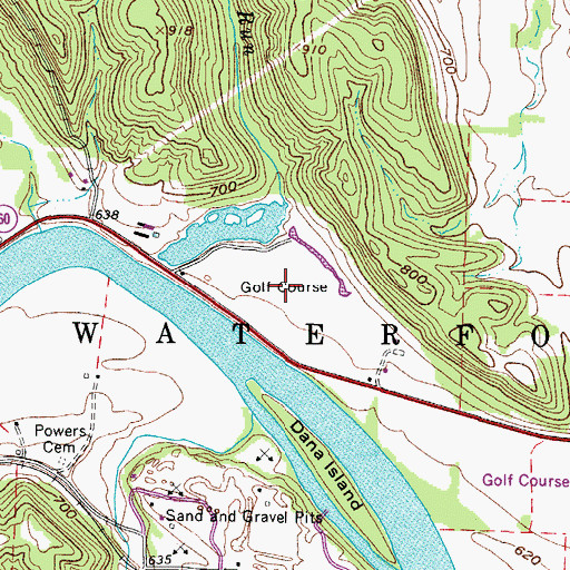 Topographic Map of Lakeside Golf Course, OH