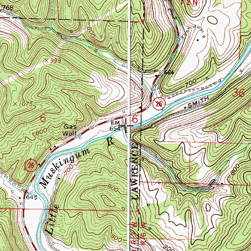 Topographic Map of Hune Bridge, OH