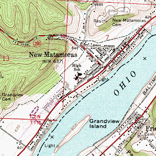 Topographic Map of Matamoras Elementary School, OH