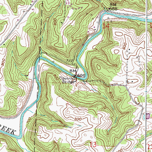 Topographic Map of Shinn Bridge, OH