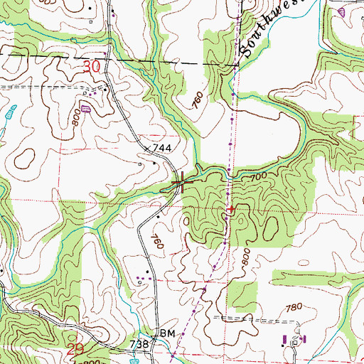 Topographic Map of Bell Bridge, OH