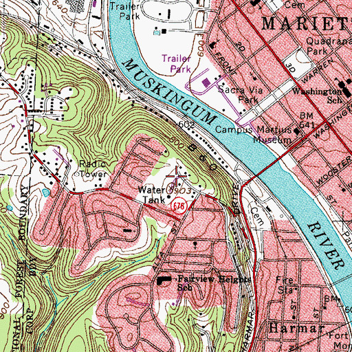 Topographic Map of Lookout Park, OH
