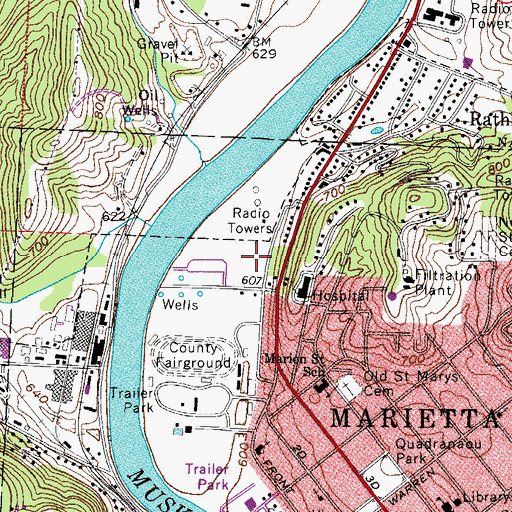 Topographic Map of Indian Acres Park, OH
