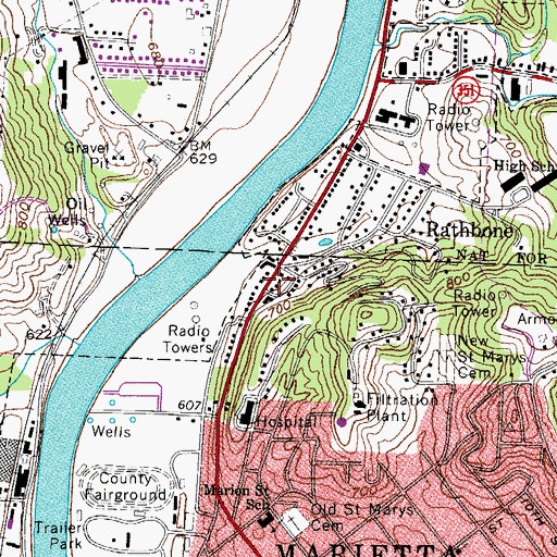 Topographic Map of Riverdale, OH