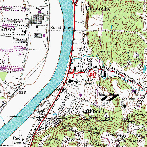 Topographic Map of Ewing School, OH