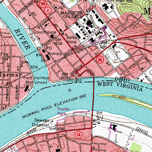 Topographic Map of Ohio Riverfront Park, OH