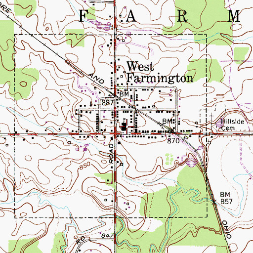 Topographic Map of Bristol-Farmington Elementary School, OH