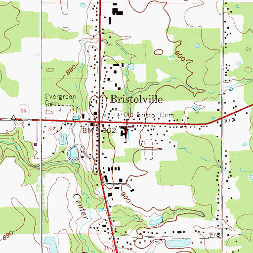 Topographic Map of Bristol High School, OH