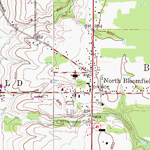 Topographic Map of Bloomfield High School, OH