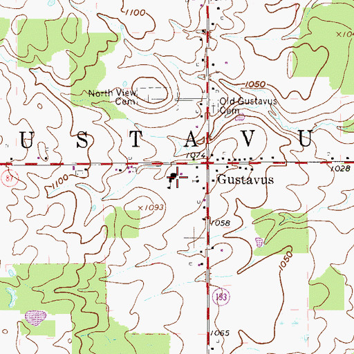 Topographic Map of Gustavus Elementary School, OH