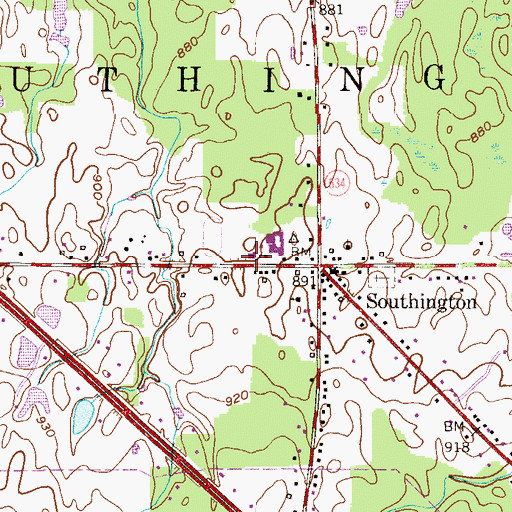 Topographic Map of Southington Elementary School, OH