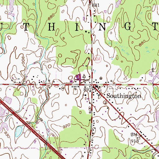 Topographic Map of Southington Middle School, OH