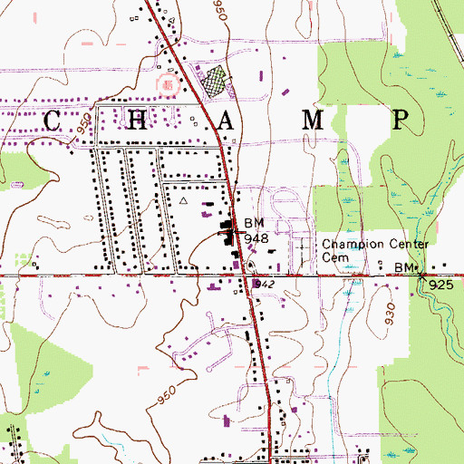 Topographic Map of Champion Central Elementary School, OH