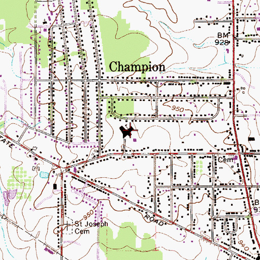 Topographic Map of Champion Middle School, OH