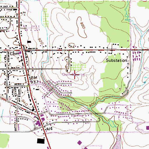 Topographic Map of Clovercrest Golf Course, OH