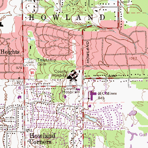Topographic Map of Hillside Rehabilitation Hospital, OH