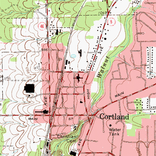 Topographic Map of Cortland Elementary School, OH