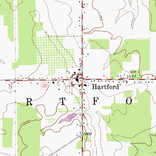 Topographic Map of Hartford Elementary School, OH