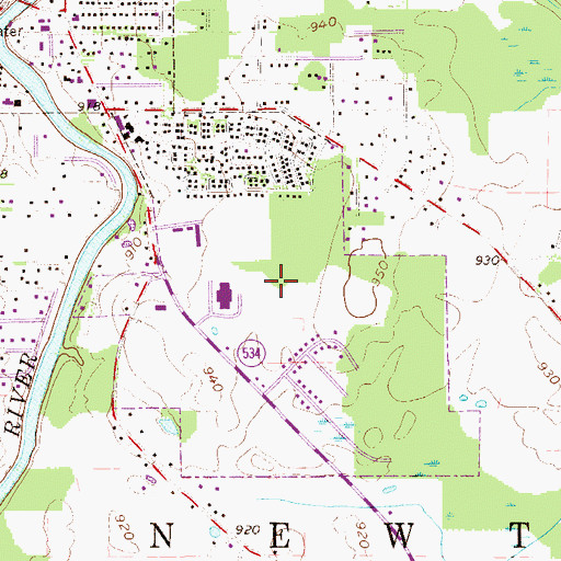 Topographic Map of Newton Falls Junior High School, OH