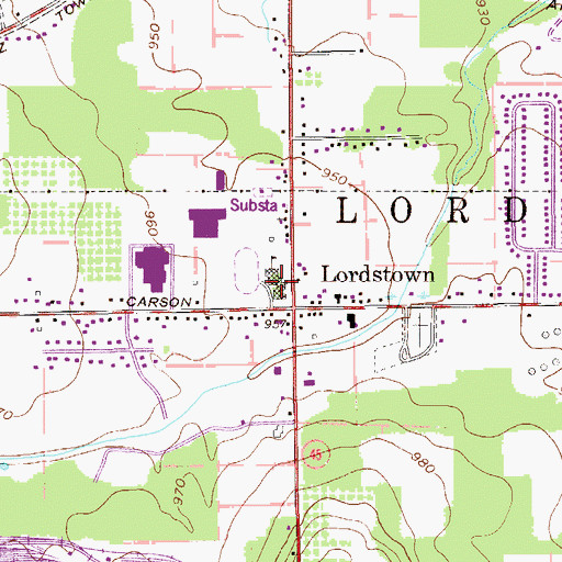 Topographic Map of Lordstown High School, OH