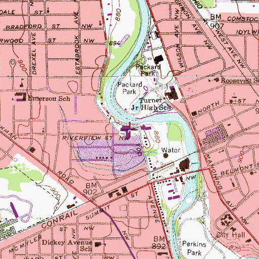 Topographic Map of Saint Joseph Riverside Hospital (historical), OH