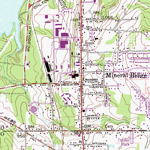 Topographic Map of Mineral Ridge High School, OH