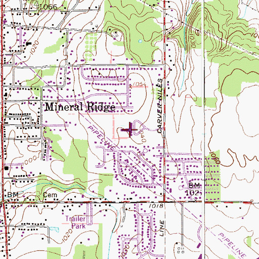 Topographic Map of Seaborn Elementary School, OH