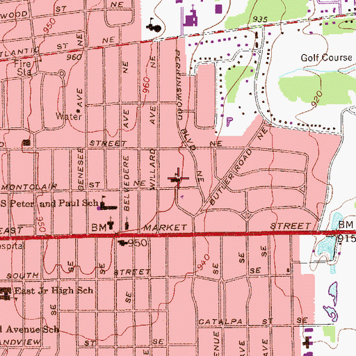 Topographic Map of Garfield Elementary School, OH
