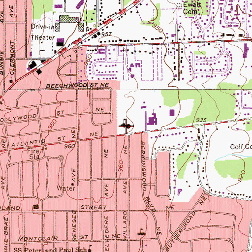 Topographic Map of Lincoln Elementary School, OH
