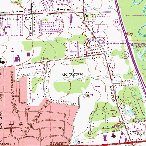 Topographic Map of Trumbull Country Club, OH