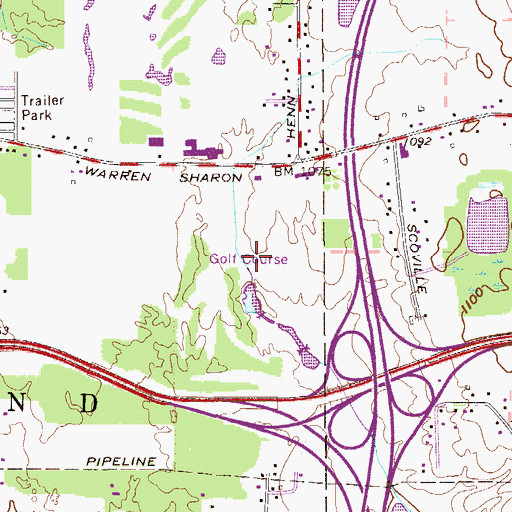 Topographic Map of Avalon Golf Course, OH