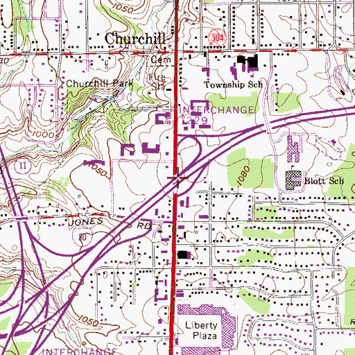Topographic Map of Interchange 229, OH