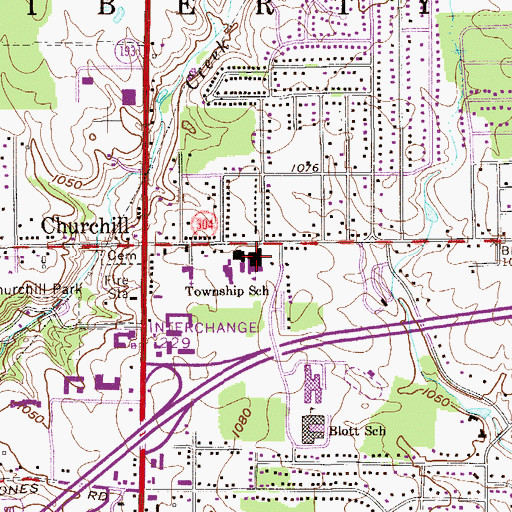 Topographic Map of Liberty High School, OH