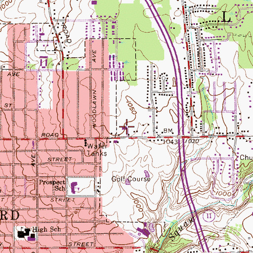 Topographic Map of First Presbyterian Church of Girard, OH