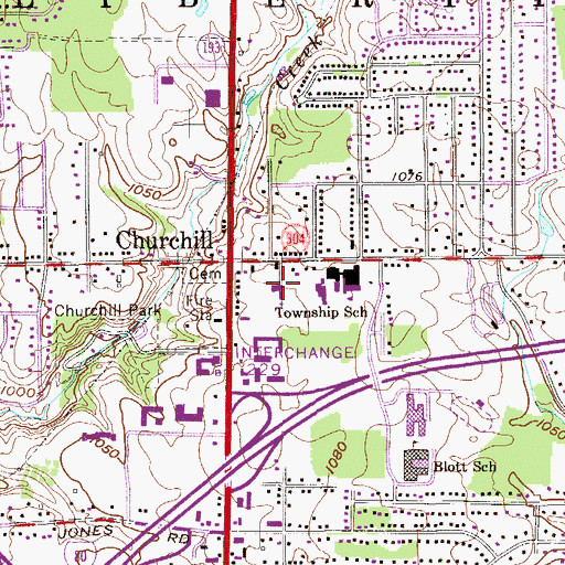 Topographic Map of Church Hill United Methodist Church, OH