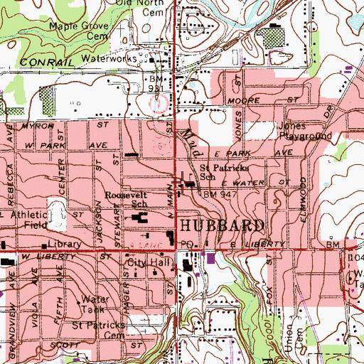Topographic Map of Saint Patricks Catholic Church, OH