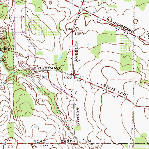 Topographic Map of Hells Corners, OH