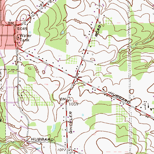 Topographic Map of Kansas Corners, OH