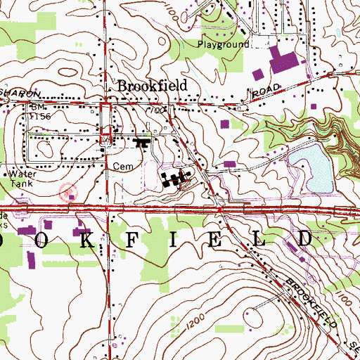 Topographic Map of Brookfield High School, OH