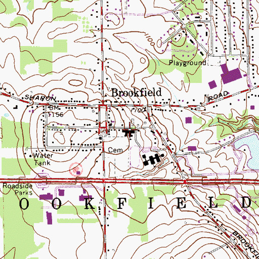 Topographic Map of Brookfield Junior High School, OH