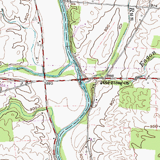 Topographic Map of Bellefontaine bridge, OH