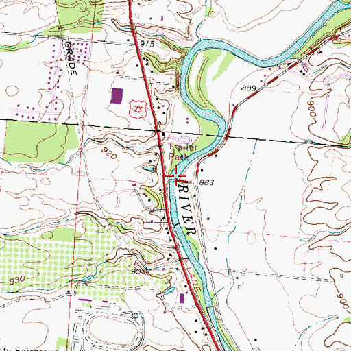 Topographic Map of Stone Mill Bridge, OH