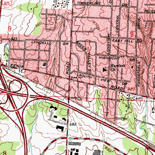 Topographic Map of Parkwood Elementary School, OH