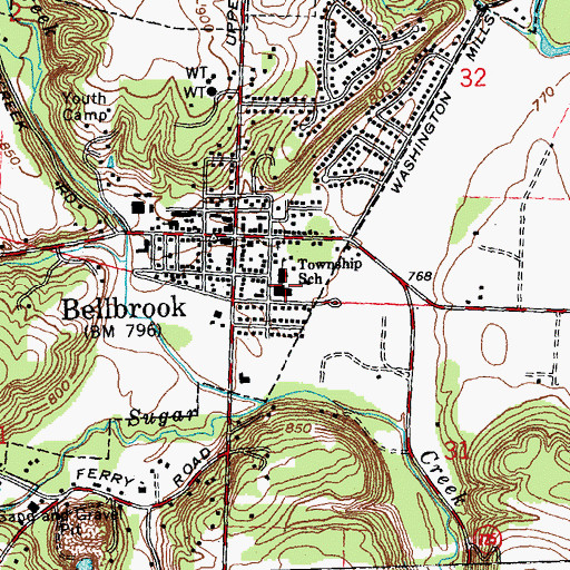 Topographic Map of Sugarcreek Elementary School, OH